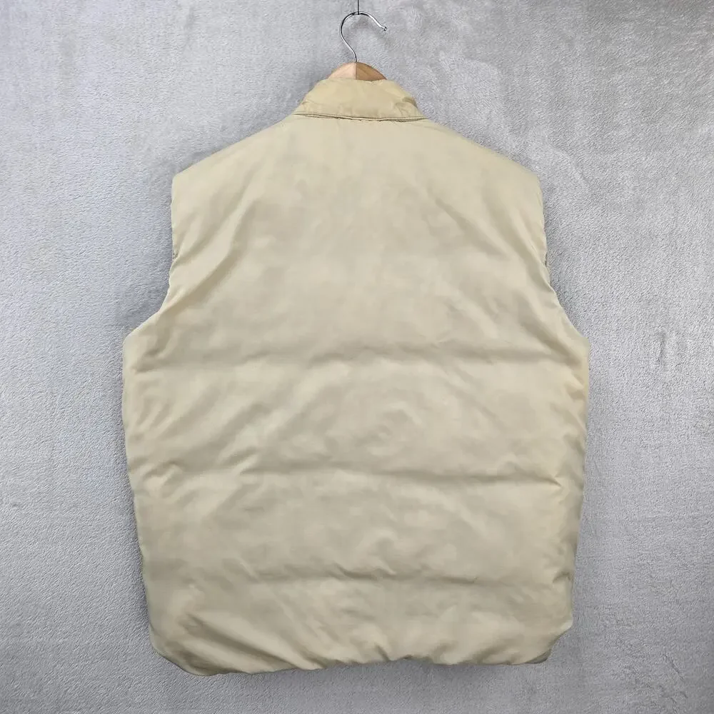 Vintage Lacoste Puffer Vest Mens Medium Green 90s Revirsible Full Zip Snap